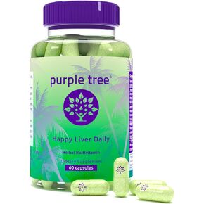 purple tree Happy Liver Daily | Liver Support & Cleanse with Milk Thistle, Dandelion Root, Artichoke Leaf, Dihydromyricetin (DHM), Vitamins & More - 60 Veggie Pills