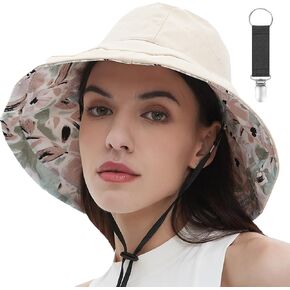 vidsel Womens Sun Hats Wide Brim Reversible Bucket Cotton Hat Packable Summer Travel Cap with Hat Clip,UV Protection in Kuwait