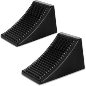 Heavy Duty Wheel Chocks, 2 Pack Rubber Wheel Block Front and Back, Non-Slip Base with Nylon Rope, Dual Wheels Rubber Tire Chocks,Wheel Stoppers for Travel Trailers Car, RV Camper Aircraft Truck