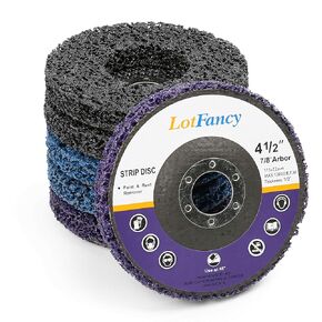 LotFancy Stripping Disc, 6PCS 4 1/2" x 7/8" Quick Easy Strip and Clean Discs, Paint and Rust Remover Stripper for Angle Grinder, Silicon Carbide Abrasive Wheel, Blue Black Purple Assortment