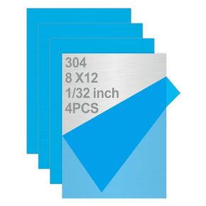 4PCS 304 Stainless Steel Sheets Plate 8"x12"x1/32", 304 Metal Stainless Steel Sheet Strip Plate (Brushed Finish) for Industry Machinery, DIY Engineer, Decoration