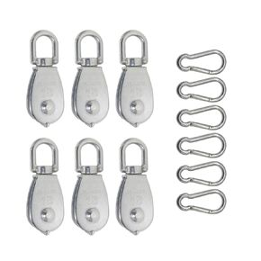 M15 304 Stainless Steel Single Pulleys Bearing Suspension Traction Pulleys and Spring Hook 4pcs