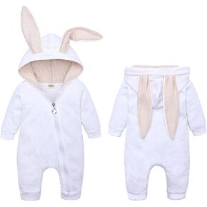 QIAONIUNIU My First Easter Outfit, Baby Girl or Boy Bunny Costume, Infants Rabbit Cosplay Romper