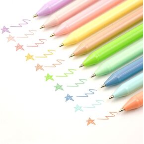 WY WENYUAN Colored Ballpoint Pens, 10 Pcs Retractable Pastel Ink Colors, Cute Pens 1.0mm Fine Point Quick Drying for Writing Drawing Journaling Note Taking School Office Home