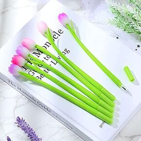 Color Changing Flower Tulip Ballpoint Pens 0.5 mm Creative Gel Ink Rollerball Pen for Office Home Store Present, Party Favor Decor