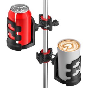 Adjustable Mic Stand Drink Holder with 360° Rotate Microphone Stand Cup Holder - Universal Water Bottle Holder Clamp On Cup Holder for Mic Stand, Music or Drum Stands to Holds Cups, 2 Pack
