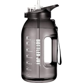 JIMACRO 2 In 1 Water Bottle with Straw and Chug Lid, 2.5L BOTTLED JOY Sports Water Bottle with Time Markings and Wide Mouth, Reusable BPA Free Water Bottles and Leak Proof Durable for Gym Exercise