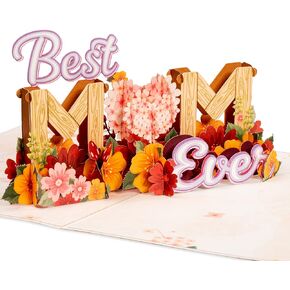 Paper Love Frndly 3D Mothers Day Pop Up Card, Best Mom Ever, For Mother, Wife, Anyone - 100% Recycled and Eco-Friendly - 8" x 6" Cover - Includes Envelope and Note Tag