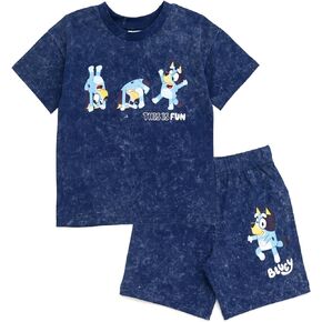 طقم تي شيرت وسروال قصير من Bluey Boys Vintage من الأطفال الصغار إلى الأطفال الصغار