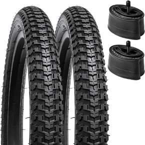 YunSCM 16" Bike Tires 16x1.75/47-305 and 16" Bike Tubes Schrader Valve with 2 Rim Strips Compatible with 16x1.50 16 x 1.75 16 x 1.90 16x1.95 Bike/Bicycle Tires and Tubes(Y-1116/P-198)