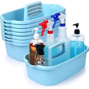 uiifan 8 قطع منظم العلبة البلاستيكية للتنظيف مع مقبض للتنظيف بالجملة، أداة تنظيف العلبة، سلة تنظيف متعددة الاستخدامات للاستخدام التجاري، فرشاة زجاجة الرذاذ، إسفنجة للمنزل والمكتب والمدرسة in Kuwait