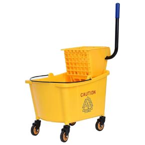 Giantex Side Press Wringer Commercial Mop Bucket, 35 Qt Larger Capacity Cleaning Caddy with Wheels, Yellow