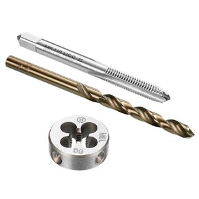 uxcell Tap and Die and Drill Bit Set, M6 x 1 Left Hand Thread Milling Tap and Round Die, 5.0mm Cobalt High Speed Steel Twist Drill Bit