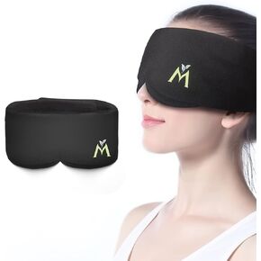 Mavogel Modal Sleep Mask - Soft and Comfortable Full Eye Covers for Men Women, Complete Wrap-Around Sleep Mask with Fully Adjustable Velcro, Light Blocking Eye Mask for Sleeping Yoga Travel (Black)