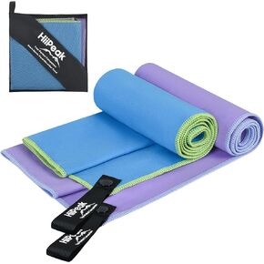 HiiPeak Quick Dry Towel - 2 Pack Microfiber Towels - Travel Towel Super Absorbent & Lightweight for Camping, Beach, Sports, Gym, Backpacking, Hiking and Yoga (NavyBlue & LightGray, 32 * 16" 2pcs)