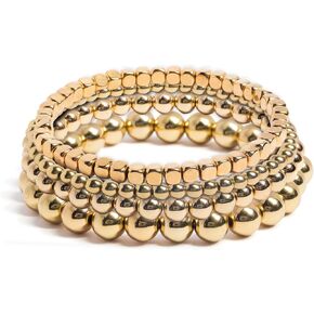 ROSE & BROWNE Gold or Silver Bead Bracelets for Women or Girls | Stretch Beaded Bracelets for Stacking and Layering | Set of 4