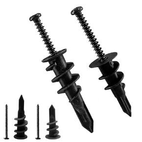 Kyuionty 30 Sets Plastic Self Drilling Drywall Anchors and Screws Kit, Self-Tapping Drywall Anchors with #6 x 1-1/4 Inch Screws (Black)