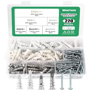 Wimitools 240PCS Self Drilling Drywall Zinc Anchors and Screws Kit, Heavy Duty Metal Wall Anchors and #8 x 1'' Screws