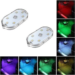 Car Interior Wireless Led Lights, 7 Colors Car Ambient Lighting with 6 Bright Led Lamp Beads, USB Rechargeable Car Interior Portable Magnetic Car Reading Light Night Light