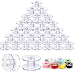 Timgle 200 Pcs Sewing Machine Bobbins Class 15 Plastic Bobbins Compatible with SA156 Sewing Machine Transparent Bobbins Bulk Sewing Accessories and Supplies for Thread Embroidery Spool Parts Machines