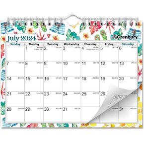 CRANBURY Small 8x6" Wall Calendar 2025-2026 (Floral), Use July 2025 to Dec 2026, Mini Monthly Hanging Calendar, Gorgeous Flower Designs, Use on Bulletin Board, Fridge, or on Desk, Includes Stickers