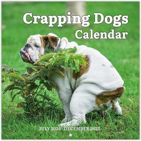 2024-2025 Wall Calendar – 18 Monthly Pooping Dogs Calendar 2024-2025, Jul 2024 - Dec 2025, Funny Dog Calendar Gag Gifts, 11.8" x 23.6" (Open), 11.8" x 11.8"(Closed), Perfect White Elephant Gift Funny