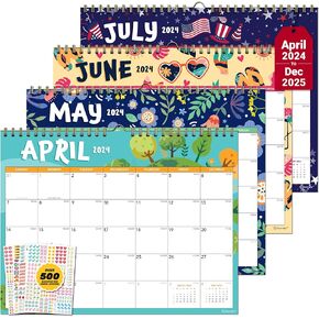 Decorably 18 Months Colorful Landscape Wall Calendar January 2025 to June 2026, 11x8.5in Spring-Bound Small Calendar 2025-2026 for Office and Home Planning and Organizing
