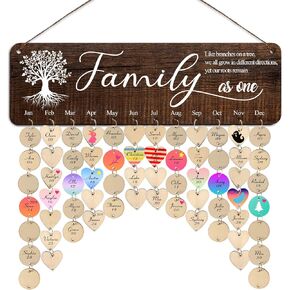 Mothers Day Gifts for Grandma Mom,Family Birthday Calendar Wall Hanging,Family Birthday Plaque with Tags,Family Tree Birthday Reminder Board,Mother in Law Grandparents Mothers Day Gifts