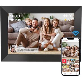 Frameo 10.1 Inch WiFi Digital Picture Frame with 1280 * 800P IPS Touch Screen HD Disply| Built-in 16GB Storage| Send Photos&Video Instantly from Anywhere via Free APP(Black)