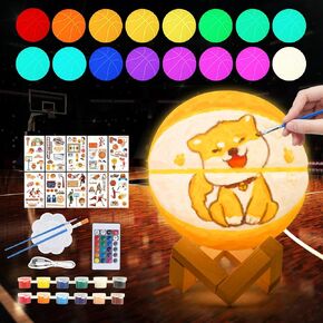 Paint Your Own Basketball Lamp Kit,16 Colors 5.9 Inch DIY 3D Basketball Night Light,Arts and Crafts for Kids Ages 4-12,Art Supplies for Kids Girls Boys Birthday Gifts
