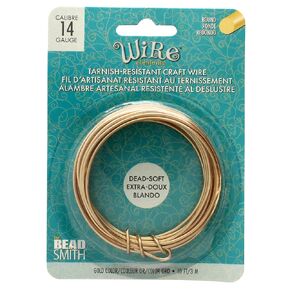 The Beadsmith Wire Elements Craft Wire – Tarnish Resistant, Soft Temper, Round, Gold Color – 0.51mm, 24 Gauge, 10 Yard Spool – Jewelry Making, Wire Wrapping, Floral, & Other DIY Crafts