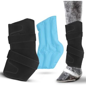 Hudson Comfort Horse Ice Boots – Cooling Horse Ice Pack Wrap for Knee, Hock, Ankle, Hooves Injury – Hot and Cold Therapy Horse Leg Wraps – Full Coverage Cold Packs - Includes 1 Wrap + 2 Gel Packs