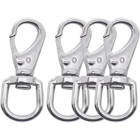 Swivel Eye Snap Hooks 304 Stainless Steel Spring Snap Clip Buckle Clasp Marine Boat Hardware Lanyard Hook for Camera Straps, Pet Chains, Keychains, 4PCS