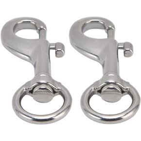 2 Pack Swivel Snap Clips, 3/4'' Trigger Snap Hooks Heavy Duty Swivel Clasp Eye Bolt Snap Hook Marine Grade Stainless Steel Clips Clasp for Pet Buckle, Keychain, Diving