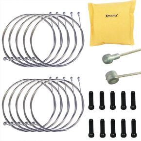 Xmomx 10 pcs 2m Long Universal Bicycle Bike Replaceable Brake Inner Wire Cable for Moutain Bike Road Bike MTB + 10 PCs Black Alloy Cable Cap End Tip Crimp
