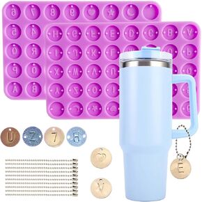 Szecl 8Pcs Name Plate Resin Molds for 40 oz Stanley Cup Lid 8 Cavities Tumbler Lid Name Tag Epoxy Resin Casting Mold DIY Custom Name Pendant Silicone Mold Cup Decoration Craft Making Tool