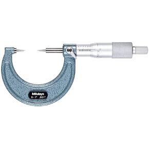Mitutoyo 112-177, 0 - 1" X .001" Point Micrometer, Ratchet, 15 Deg. Steel Points