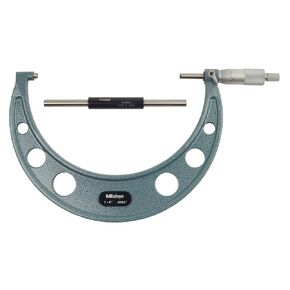 Mitutoyo 103-222 Outside Micrometer, Baked-enamel Finish, Ratchet Stop, 7-8" Range, 0.0001" Graduation, +/-0.0002" Accuracy