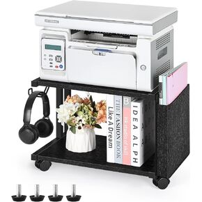 عربة طابعة ميلوس، حامل طابعة بطبقتين مع مساحة تخزين، رف حامل للطابعة المحمولة بعجلات، حامل طابعة تحت المكتب لجهاز الفاكس، ناسخة، ماسح ضوئي، طابعة، ماسح ضوئي، أبيض in Kuwait