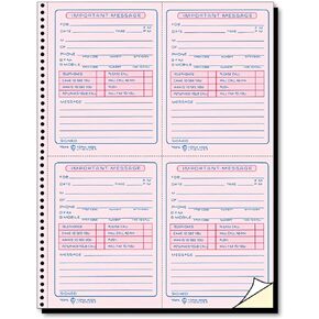 Tops 4009 Important Message Book, 11-Inch X8-1/4-Inch, 400 Sets, Pk/Cy Paper