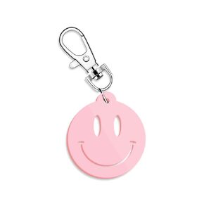 Smiley Face Keychain, Cute Smiley Key Chain, for BackPack, Lunch Box, Retro, Dorm Keys, Gift, Keychain, New Home, Christmas Gift, Stocking Stuffer Smiley, For Her, 1 PC (Pink)