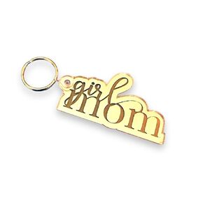 Girl Mom Keychain, Gold Mirror Acrylic Key Ring, Perfect for Mother's Day, Ideal Birthday or Baby Shower Present for Expecting Moms