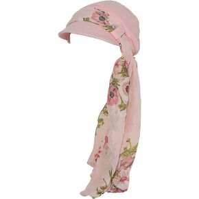 Newsboy Cap for Women Chemo Headwear with Scarfs Gifts Hair Loss (Pink)