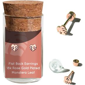 Dainty Little Tiny Thing’s Monstera Leaf Stud Earrings By Plant Dosage - Nature-inspired Jewelry - Cute Glass Jar Packaging - Plastic-Free