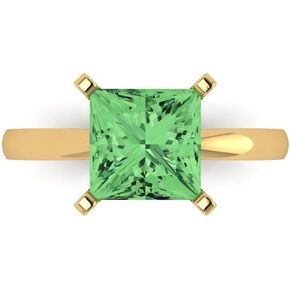 Clara Pucci 3.0 ct Princess Cut Solitaire Green Simulated Diamond Engagement Bridal Promise Anniversary Ring 14k Yellow Gold