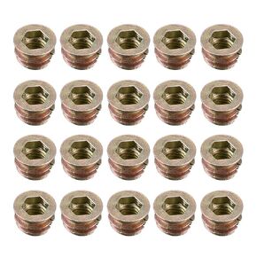 uxcell Furniture Threaded Insert Nuts Zinc Alloy M6 Internal Threads 8mm Length 20pcs