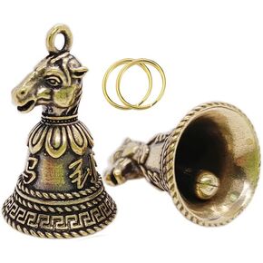 Zodiac Bells 2 Sets, Brass Dragon Sleigh Bells, Guardian Bell for Car, Mini Santas Jingle Bell for Christmas Tree, Antique Lucky Hanging Fengshui Bell, Carved Bell Decor