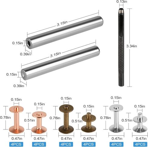 24 مجموعة من المسامير الجلدية، مسامير نحاسية مع أداة، القطر الداخلي 4 مم 3 ألوان 2 ارتفاعات، مسامير جلدية وغسالات نتوءات مع مجموعات أدوات التثبيت للحرف اليدوية الجلدية والأحزمة والمحافظ in Kuwait