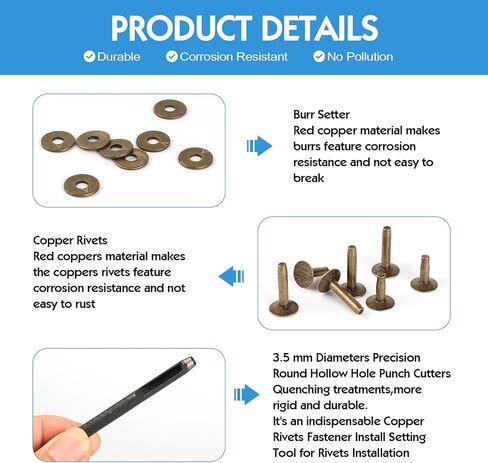 24 مجموعة من المسامير الجلدية، مسامير نحاسية مع أداة، القطر الداخلي 4 مم 3 ألوان 2 ارتفاعات، مسامير جلدية وغسالات نتوءات مع مجموعات أدوات التثبيت للحرف اليدوية الجلدية والأحزمة والمحافظ in Kuwait
