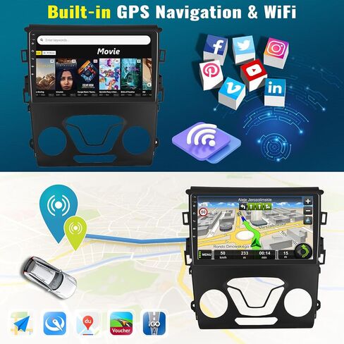 ستيريو سيارة Android 13 لسيارة Ford Fusion Mondeo 2013-2019,9 بوصة HD شاشة تعمل باللمس Ford Fusion Mondeo راديو السيارة مع Carplay اللاسلكي Android Auto WiFi GPS Navigation Bluetooth FM Radio SWC+AHD الكاميرا الخلفية in Saudi Arabia